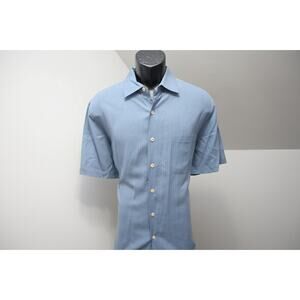 Nat Nast Hawaiian Shirt American Fit 100% Silk Short Sleeve Blue Mens Sz Medium